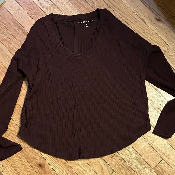 Aeropostale Womens Burgandy Long Sleeve Light Weight Sweater‎ Size Large - Picture 1 of 1
